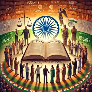 संविधान दिवस 2024: भारतीय संविधान की उद्देशिका और संविधान निर्माता डॉ. भीमराव अंबेडकर को श्रद्धांजलि दी गई है।